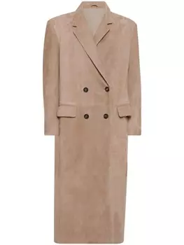 Brunello Cucinelli двубортное пальто, коричневый