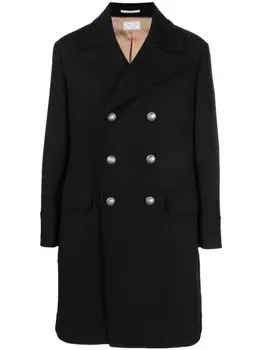 Brunello Cucinelli двубортное шерстяное пальто, черный