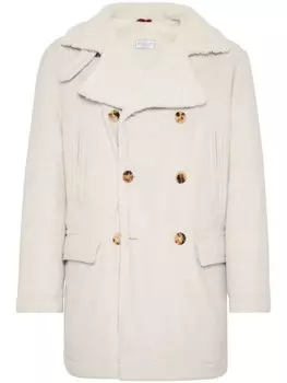 Brunello Cucinelli двубортное шерстяное пальто, нейтральный цвет