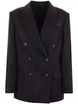 Brunello Cucinelli двубортный блейзер из натуральной шерсти, черный
