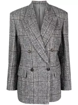 Brunello Cucinelli двубортный блейзер из смесовой шерсти, серый