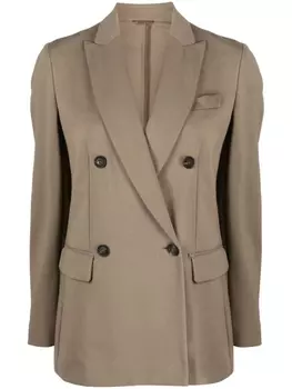 Brunello Cucinelli двубортный блейзер, коричневый