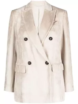 Brunello Cucinelli двубортный блейзер, нейтральный цвет