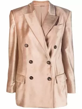 Brunello Cucinelli двубортный блейзер с цепочкой, нейтральный цвет