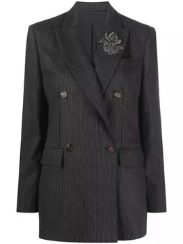 Brunello Cucinelli двубортный блейзер с заостренными лацканами, серый