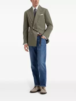 Brunello Cucinelli двубортный блейзер, зеленый