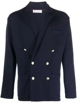Brunello Cucinelli двубортный кашемировый пиджак, синий
