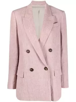 Brunello Cucinelli двубортный льняной блейзер, розовый