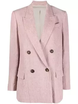 Brunello Cucinelli двубортный льняной блейзер, розовый