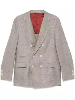 Brunello Cucinelli двубортный пиджак, коричневый