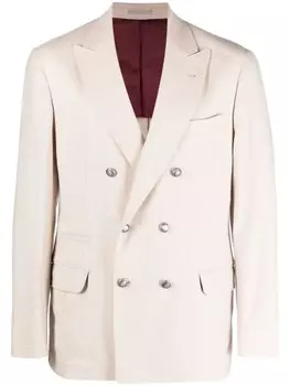 Brunello Cucinelli двубортный пиджак с заостренными лацканами, нейтральный