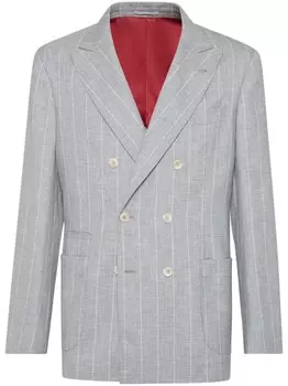 Brunello Cucinelli двубортный пиджак, серый