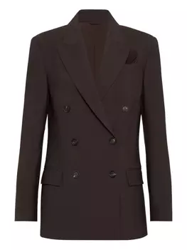 Brunello Cucinelli двубортный пиджак строгого кроя, коричневый