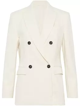 Brunello Cucinelli двубортный шерстяной пиджак, нейтральный цвет