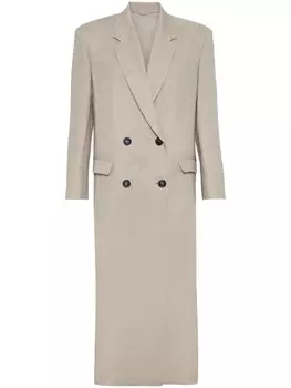 Brunello Cucinelli двубортный тренч, нейтральный цвет