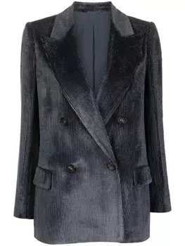 Brunello Cucinelli двубортный вельветовый блейзер, синий