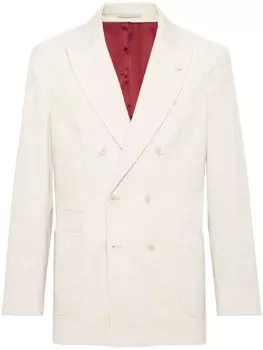 Brunello Cucinelli двубортный вельветовый пиджак, нейтральный цвет