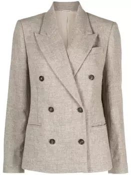 Brunello Cucinelli двубортный жакет, нейтральный цвет