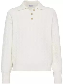 Brunello Cucinelli джемпер из кашемира с косичной вязкой, нейтральный цвет