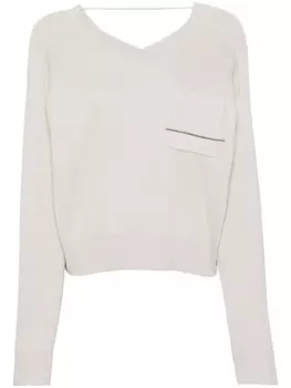 Brunello Cucinelli джемпер с декором Monili, нейтральный цвет