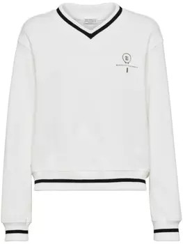 Brunello Cucinelli джемпер с логотипом, белый