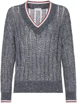Brunello Cucinelli джемпер с пайетками, серый