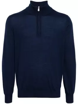 Brunello Cucinelli джемпер с воротником на молнии, синий