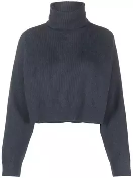 Brunello Cucinelli джемпер в рубчик с высоким воротником, синий
