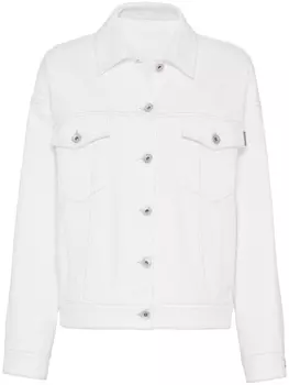 Brunello Cucinelli джинсовая куртка с декором Monili, белый