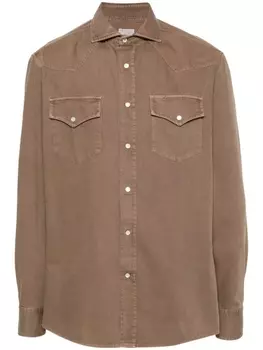 Brunello Cucinelli джинсовая рубашка, коричневый