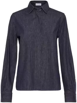 Brunello Cucinelli джинсовая рубашка с декором Monili, синий
