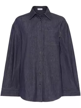 Brunello Cucinelli джинсовая рубашка с заостренным воротником, синий