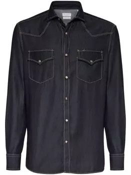 Brunello Cucinelli джинсовая рубашка, серый