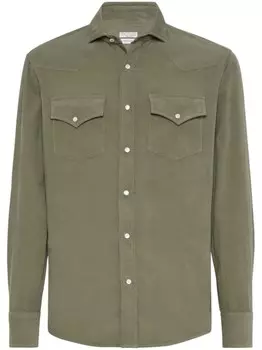 Brunello Cucinelli джинсовая рубашка, зеленый