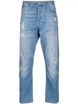 Brunello Cucinelli джинсы прямого кроя с эффектом потертости, синий