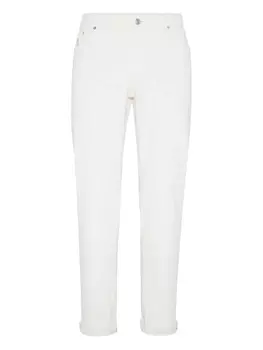 Brunello Cucinelli джинсы с нашивкой-логотипом, белый