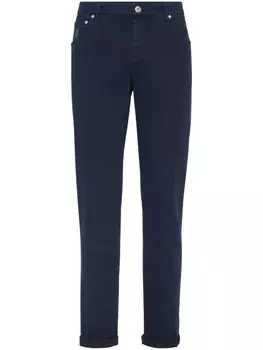 Brunello Cucinelli джинсы с вышитым логотипом, синий