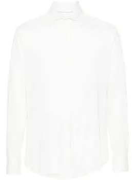 Brunello Cucinelli фактурная рубашка с отложным воротником, белый