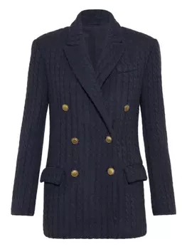 Brunello Cucinelli фактурный двубортный пиджак, синий
