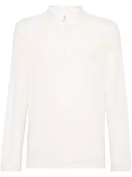 Brunello Cucinelli футболка Henley с длинными рукавами, белый