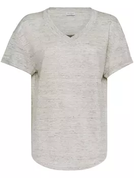 Brunello Cucinelli футболка из смеси льна и шелка, нейтральный цвет