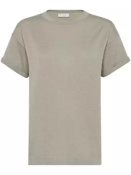 Brunello Cucinelli футболка с эффектом металлик, зеленый