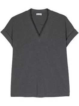 Brunello Cucinelli футболка с бисером, серый