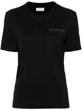 Brunello Cucinelli футболка с декором Monili, черный