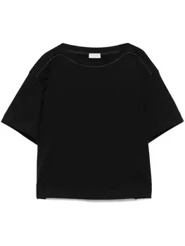 Brunello Cucinelli футболка с декором Monili, черный