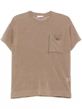 Brunello Cucinelli футболка с декором Monili, коричневый