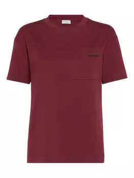 Brunello Cucinelli футболка с декором Monili, красный