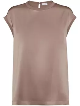 Brunello Cucinelli футболка с декором Monili, нейтральный цвет