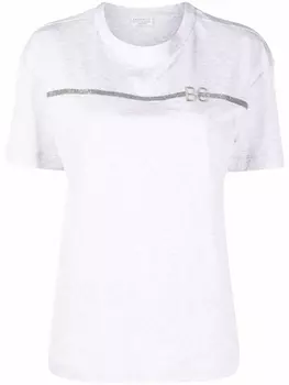 Brunello Cucinelli футболка с декором Monili, серый