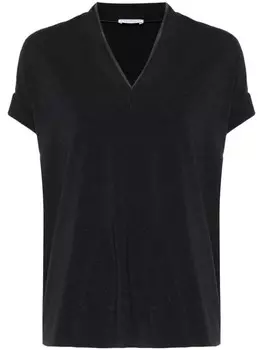 Brunello Cucinelli футболка с декором Monili, серый